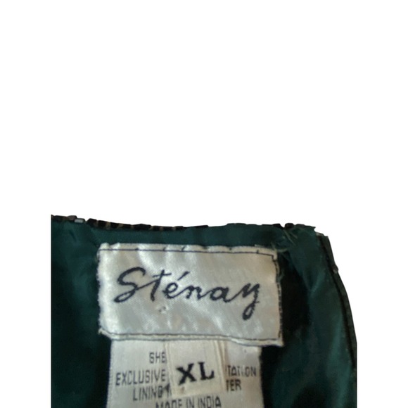 Stenay Vintage Formal Silk Top Green Gold Size Womens Size XL‎ Sequin Round Neck - Picture 5 of 10